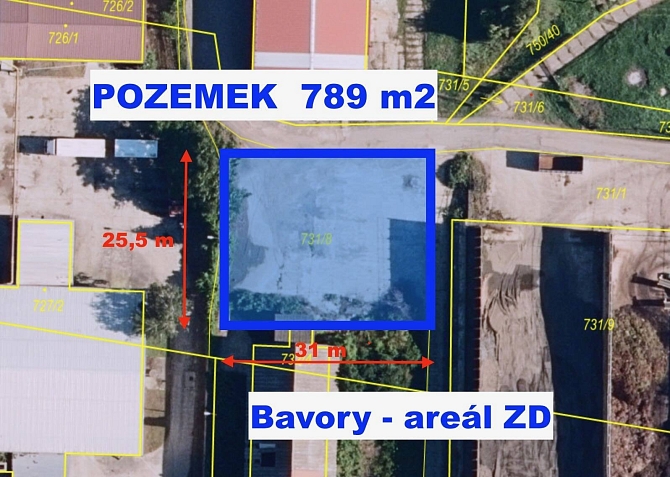 Prodej pozemku komerční pozemek 789 m², Bavory,Břeclav,Jihomoravský kraj